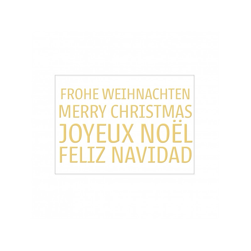 Postkarte - Frohe Weihnachten, Merry Christmas, Joyeux Noël, Feliz Navidad