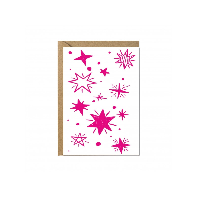 Faltkarte - Sterne in Pink