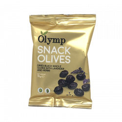 Olymp - Schwarze getrocknete Snack Oliven mit Lavendel und Kräutern