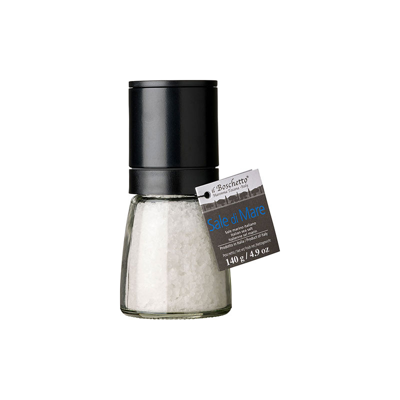 Il Boschetto - Macinino Sale di Mare - Glasmühle mit grobem Meersalz Il Boschetto - Macinino Sale di Mare - Glasmühle mit grobem Meersalz