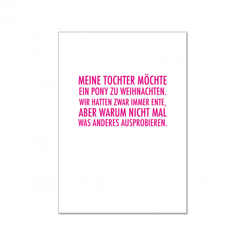 Postkarte Meine Tochter möchte ein Pony zu Weihnachten