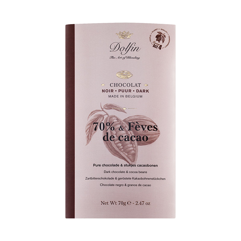 Dolfin Schokolade Zartbitter mit Kakaosplitter - 70%