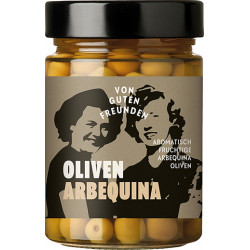 Oliven Arbequina - aromatisch-fruchtige Arbequina Oliven aus der Region Valencia in würziger Essiglake