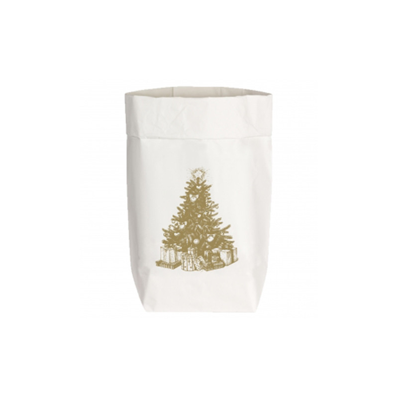 PaperBag small - Weihnachtsbaum metallic gold