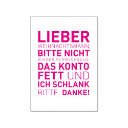 Postkarte - Lieber Weihnachtsmann, bitte nicht wieder verwechseln