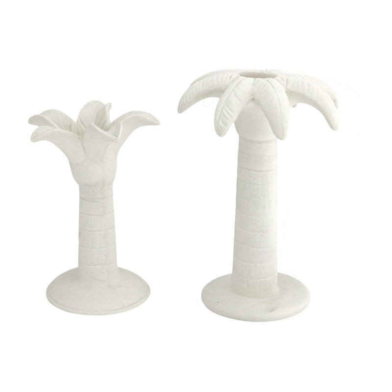 Candleholder Palmtree Set/2 - white