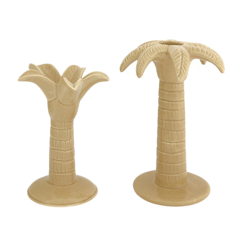 Candleholder Palmtree Set/2 - beige
